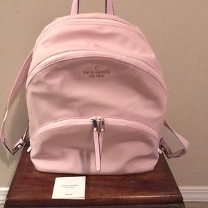 Kate Spade-Nylon pink 3 compartment large backpack